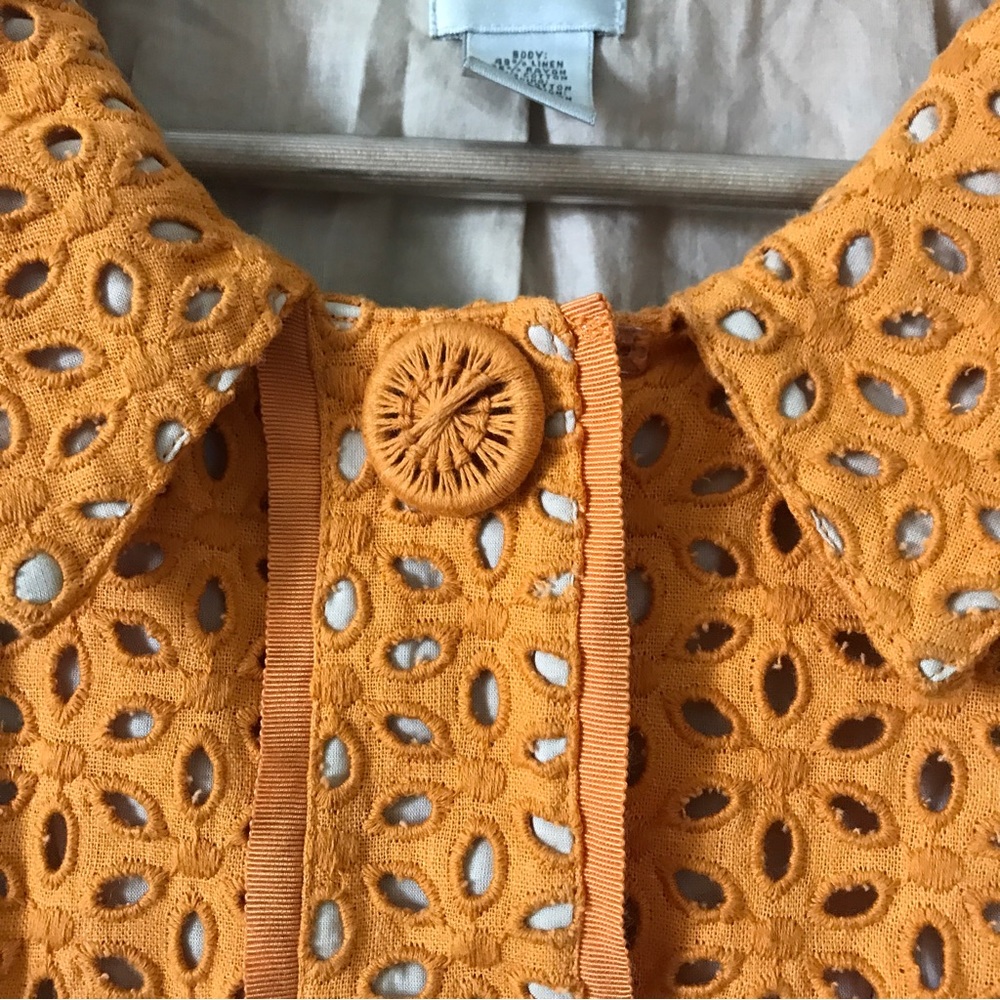Chico’s Orange Eyelet embroidered Jacket blazer size M - Picture 6 of 15